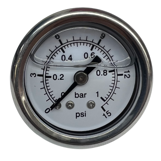[PFSFP-1015W] Performance Fuel Systems 1.5'' Liquid Filled Fuel Pressure Gauge 0-15 PSI (FP-1015W)