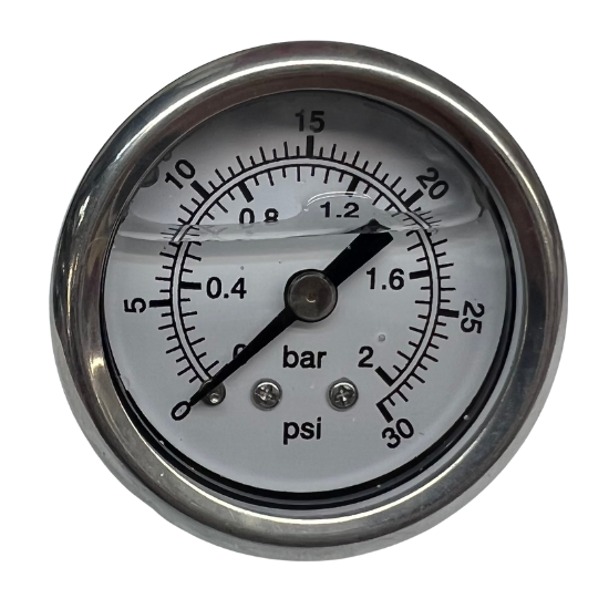 [PFSFP-1030W] PFS 1.5" Liquid Filled Fuel Pressure Gauge 0-30 PSI - FP-1030W