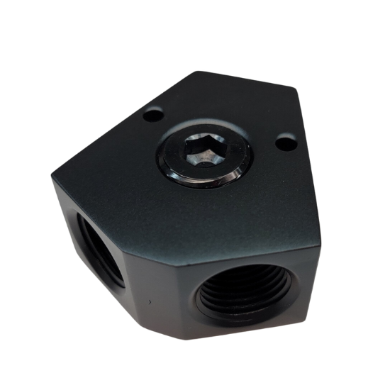 Aluminum Inline Y-Block 1/2" NPT Black - 12YBLK