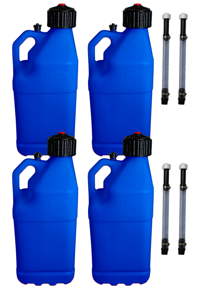 Multi Purpose Utility 5 Gallon Jug w/ Deluxe Jug Hose, 4 Pack, Blue - R8304BL