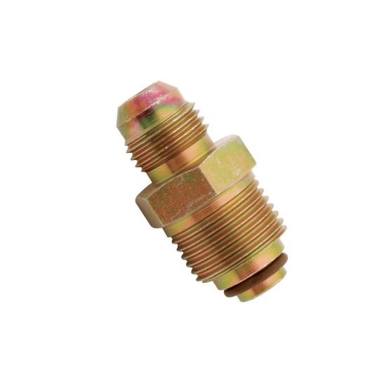 Steel Steering Box Adapter Fitting 18mm O-ring to -6 AN, Yellow Zinc Plating - PSP123S