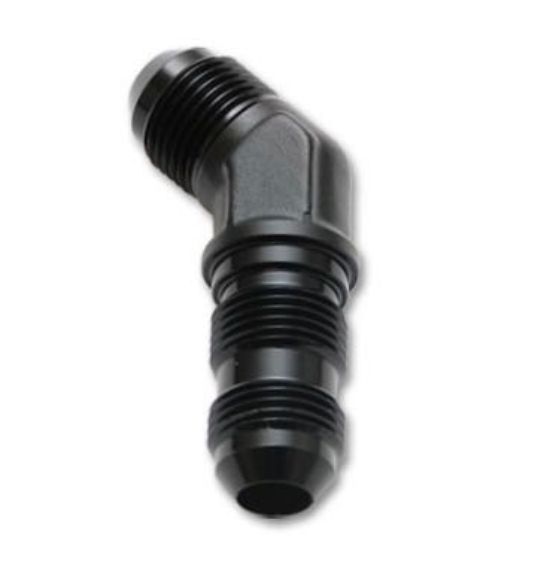 Performance Fittings 45 Degree Bulkhead Union -4 AN Black - 2127BLK