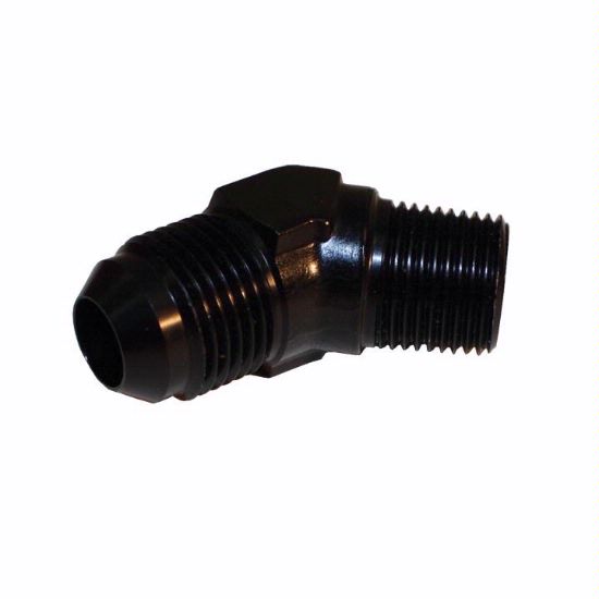 [PRF2020BLK] 45 Degree Male Elbow, -3 AN to 1/8" NPT, Black - 2020BLK