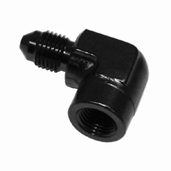 90 Degree Male -3AN to Female 1/8 in NPT Black - 3733BLK