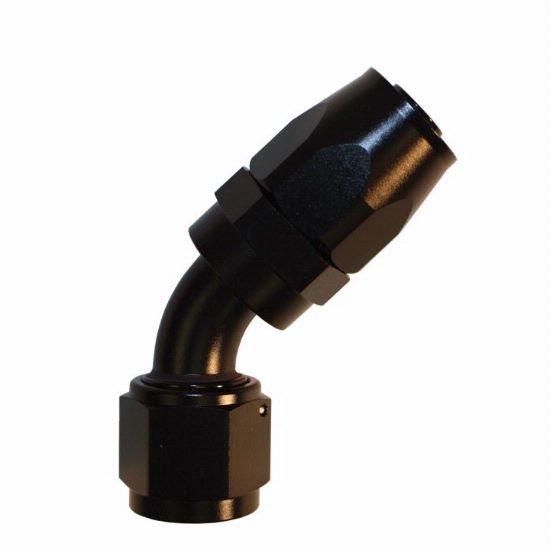 Aluminum 45 Degree Reuseable Fitting -16 Black - 4026BLK