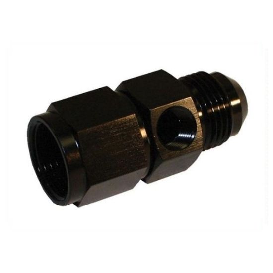 Port Fitting -4AN Male to -4AN Female with 1/8 NPT Female Port, Black