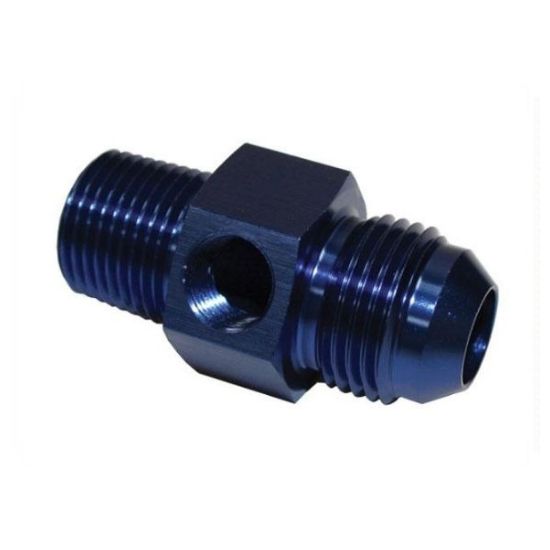 Port Fitting -6AN Male to 1/4" NPT Male with 1/8 NPT Female Port - 194-06-04