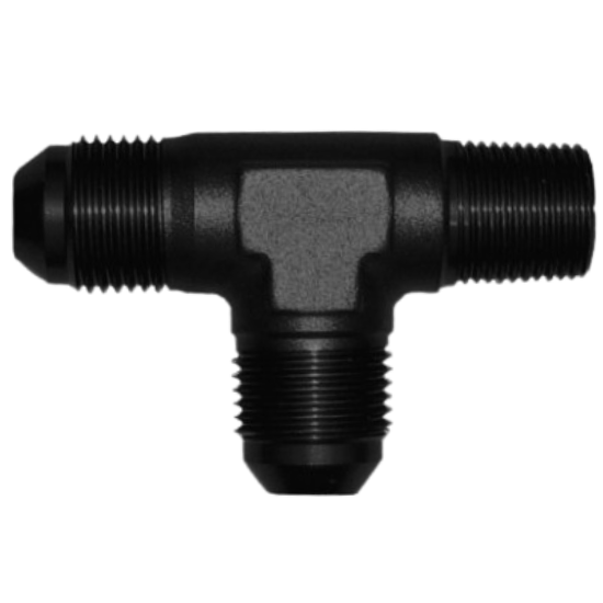 Performance Fittings Male Run Tee -3 AN to -3 AN to 1/8" NPT Black - 2714BLK