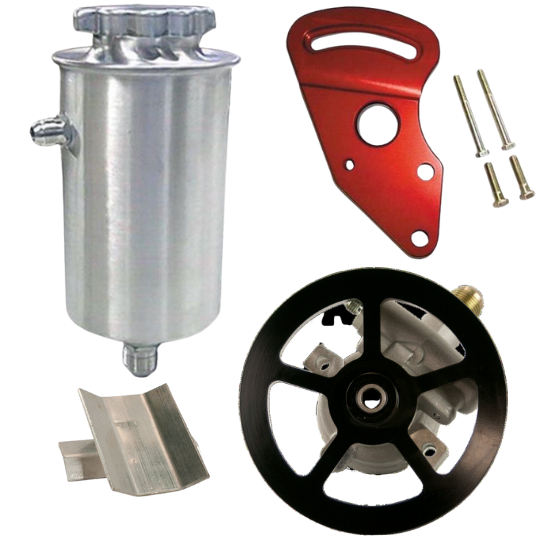 Aluminum Power Steering Pump w/V Belt Pulley Kit - PSPA002-K