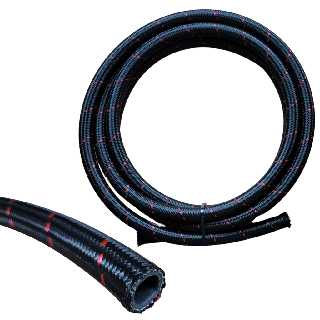 [PRFBU0610] Lightweight Hose -6 AN, Red Stripe, 10 FT - BU0610