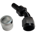 Aluminum 45 Degree Crimp Fitting, -6 AN, Black - 4222BLK
