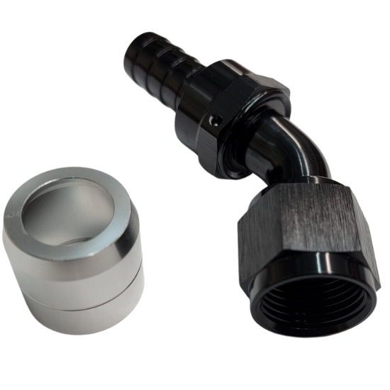 Aluminum 45 Degree Crimp Fitting, -16 AN, Black - 4226BLK