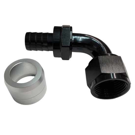 [PRF4233BLK] Aluminum 90 Degree Crimp Fitting, -8 AN, Black - 4233BLK