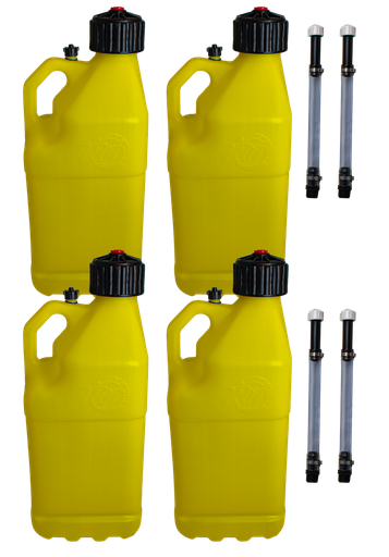 [RAJR8304YL] Multi Purpose Utility 5 Gallon Jug w/ Deluxe Jug Hose, 4 Pack, Yellow - R8304YL