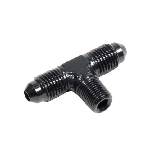 [PRF2122BLK] Male Branch Tee -6 to -6 to 1/4" Black - 2122BLK