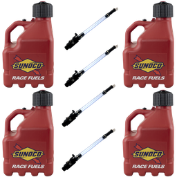 [RAJR3004RD-4045] Vented 3 Gallon Jug w/ Aluminum Valve Hose 4 Pack, Red - R3004RD-4045
